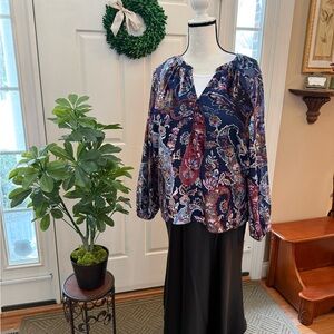 Talbots BURNOUT VELVET POPOVER - FLORAL PAISLEY
